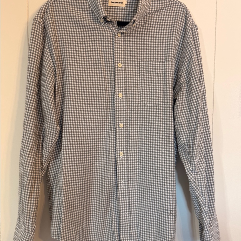 Taylor Stitch Gray and White Gingham Shirt